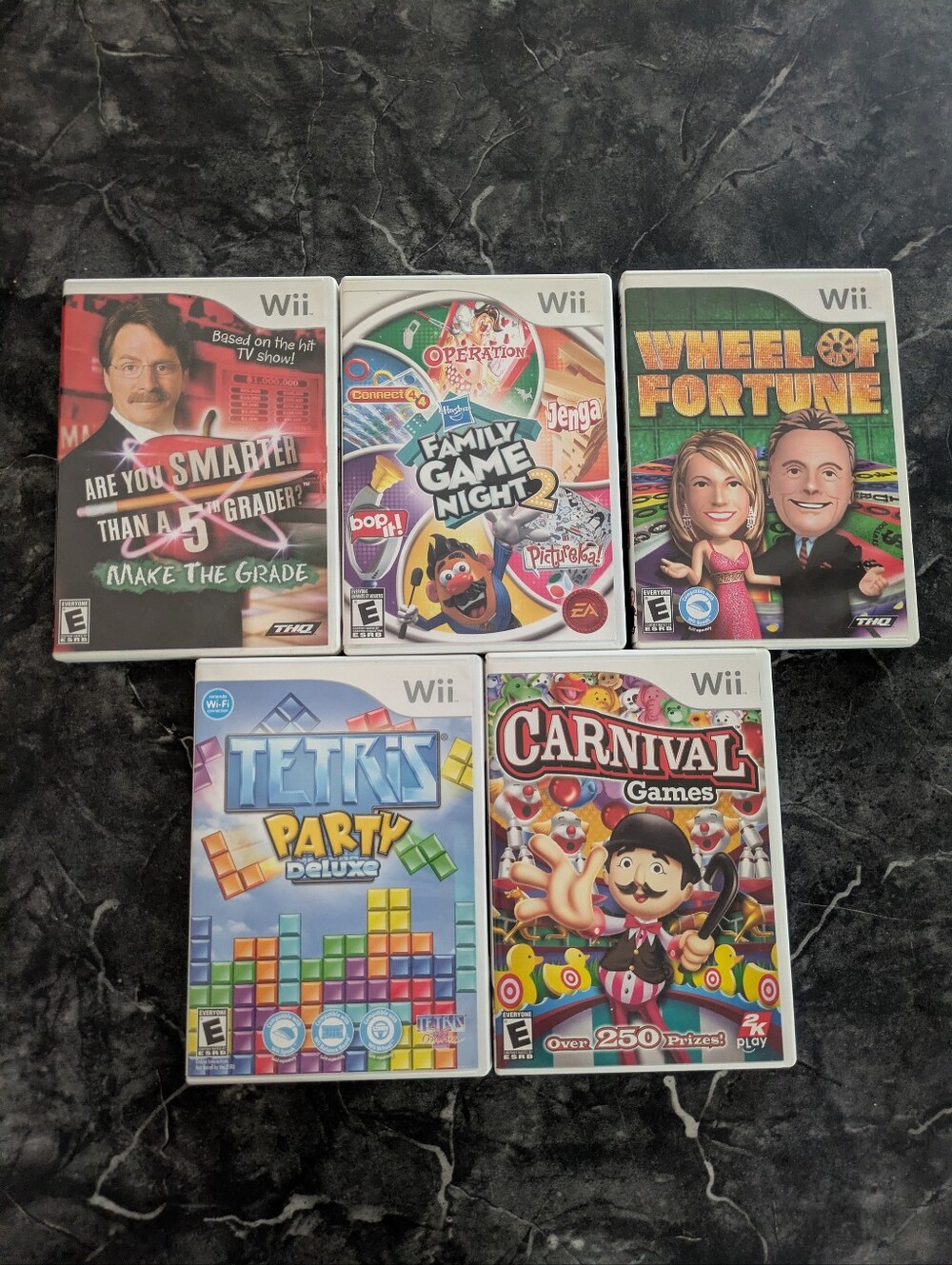 Nintendo Wii Family Party Game Lot of 5 Tetris Carnival Wheel of Fortune